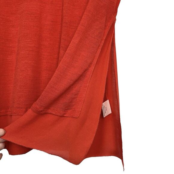 Eileen Fisher Chiffon Silk Tunic Blouse Size S Orange Slits Lagenlook Boho - Picture 4 of 7